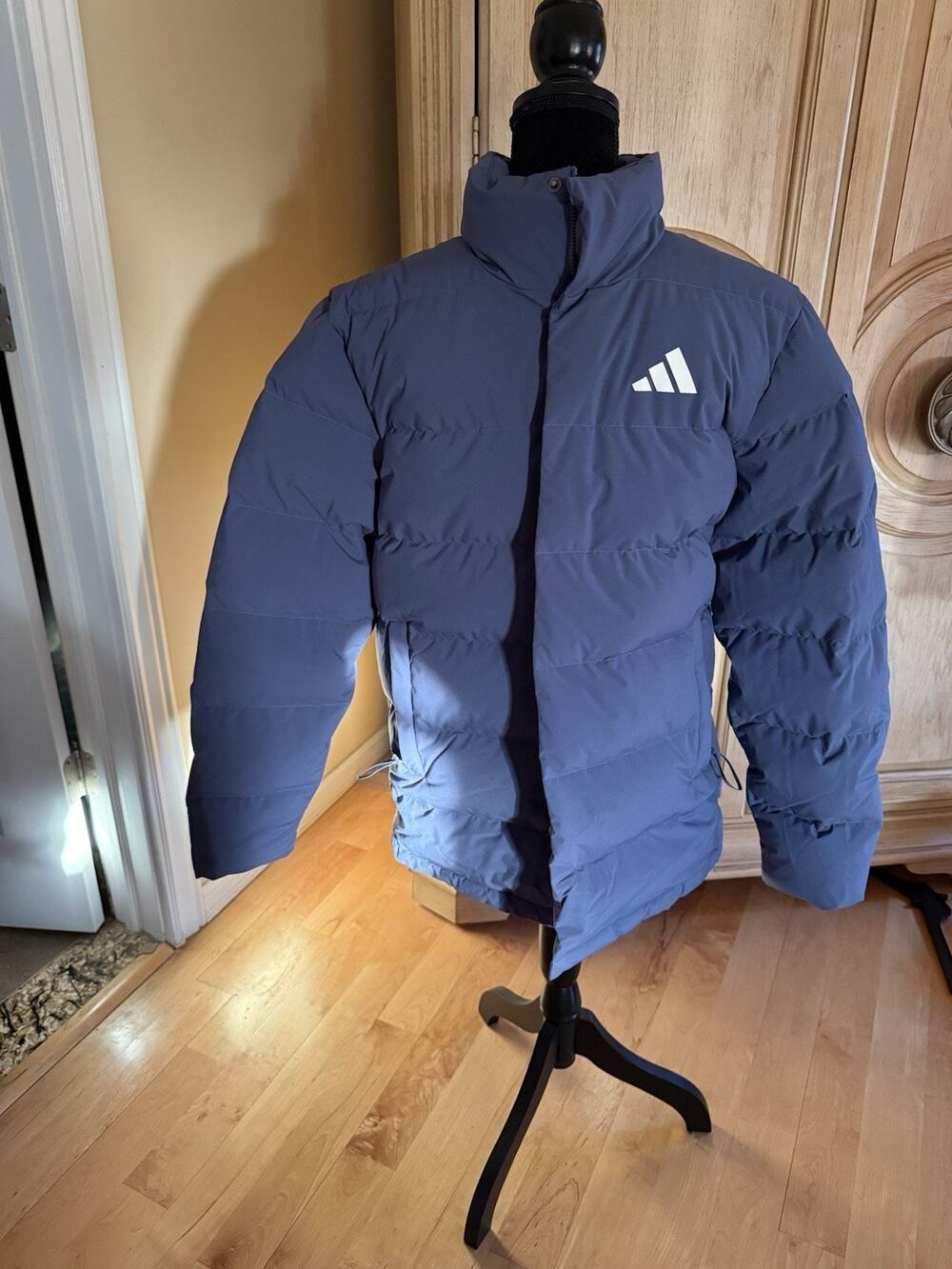Adidas Helionic Mid-Length Men Down Jacket Winter Down Blue Men’s Size S NWT